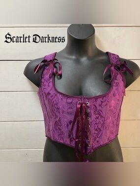 SCARLET DARKNESS Purple Brocade Lace-Up Corset Top US 16